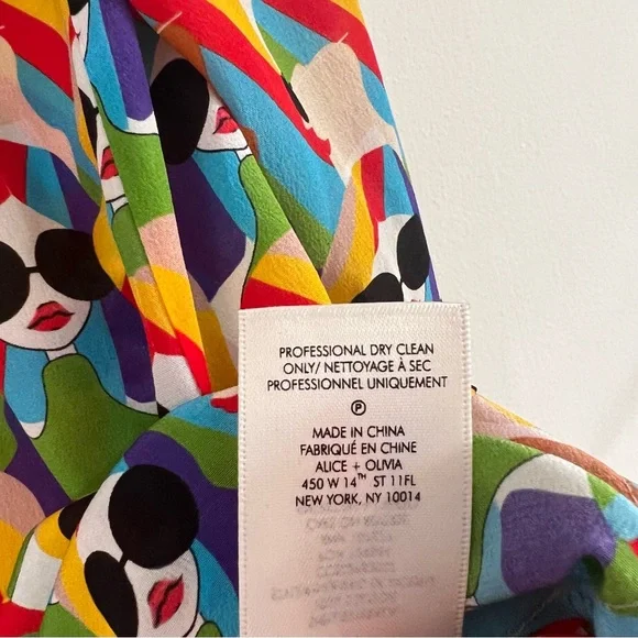 Alice & Olivia WILLA PLACKET TOP Button Down Silk Shirt Mod Stace - MEDIUM - Picture 11 of 12